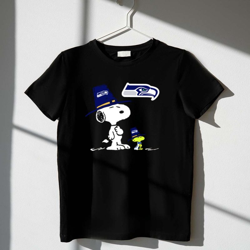 Seattle Seahawks Snoopy And Woodstock Thanksgiving Hat Football Celebration 1 T Shirt