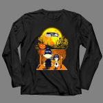 Seattle Seahawks Snoopy Charlie Brown Pumpkin Halloween Night Moon 4 Long Sleeves