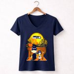 Seattle Seahawks Snoopy Charlie Brown Pumpkin Halloween Night Moon 5 Womens V Neck