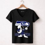 Seattle Seahawks Snoopy Dabbing NFL Team Fan Apparel Bowing Dance 7 Womens V Neck