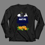 Seattle Seahawks Snoopy Doghouse Halloween Pumpkins 4 Long Sleeves