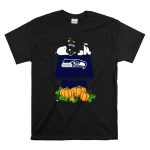 Seattle Seahawks Snoopy Doghouse Halloween Pumpkins T Shirt 6