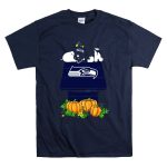 Seattle Seahawks Snoopy Doghouse Halloween Pumpkins T Shirt 7