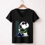 Seattle Seahawks Snoopy Football 7 Womens V Neck