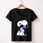 Seattle Seahawks Snoopy Hugging Heart 7 Womens V Neck