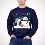 Seattle Seahawks Snoopy Snowman Hat Winter Football Scene 3 Sweatshirt
