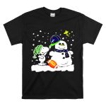Seattle Seahawks Snoopy Snowman Hat Winter Football Scene T Shirt 6