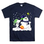Seattle Seahawks Snoopy Snowman Hat Winter Football Scene T Shirt 7
