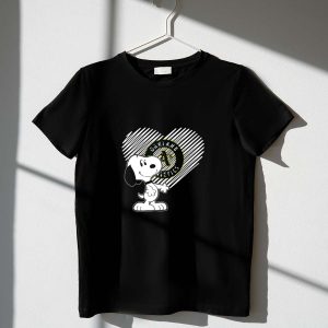 Snoopy Admires Oakland Athletics Heart with Baseball 1 T Shirt.jpg