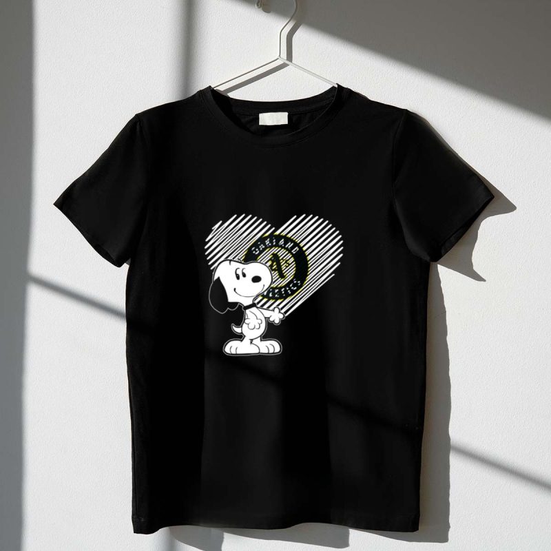 Snoopy Admires Oakland Athletics Heart With Baseball 1 T Shirt.jpg