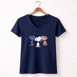Snoopy American Flag 4th of July Patriotic Peanuts 5 Womens V Neck