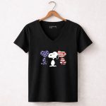 Snoopy American Flag 4th of July Patriotic Peanuts 7 Womens V Neck