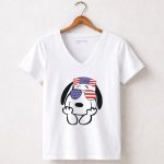 Snoopy American Flag Sunglasses The Peanuts Movie Dog 5 Womens V Neck
