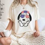 Snoopy American Flag Sunglasses The Peanuts Movie Dog T Shirt 7
