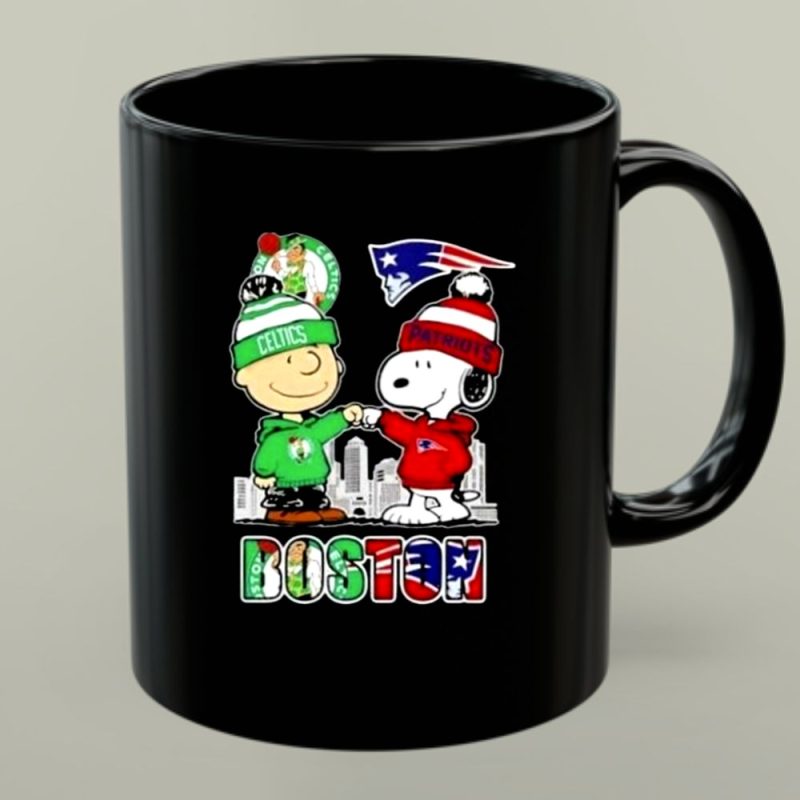 Snoopy And Charlie Brown Boston Sports Celtics X Patriots Skyline 1 Mug.jpg