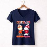 Snoopy And Charlie Brown Cleveland Browns X Cleveland Guardians 5 Womens V Neck.jpg