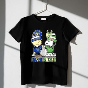 Snoopy And Charlie Brown Fist Bump Milwaukee City Sports Brewers X Bucks Skyline 1 T Shirt 2.jpg