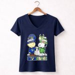 Snoopy And Charlie Brown Fist Bump Milwaukee City Sports Brewers X Bucks Skyline 5 Womens V Neck 2.jpg