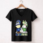 Snoopy And Charlie Brown Fist Bump Milwaukee City Sports Brewers X Bucks Skyline 7 Womens V Neck 2.jpg