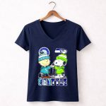 Snoopy And Charlie Brown Seattle City Sports Mariners X Seahawks Skyline 5 Womens V Neck.jpg