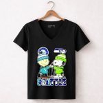 Snoopy And Charlie Brown Seattle City Sports Mariners X Seahawks Skyline 7 Womens V Neck.jpg