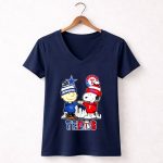 Snoopy And Charlie Brown Texas Sports Cowboys X Rangers 5 Womens V Neck