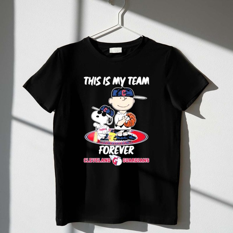 Snoopy And Charlie Brown This Is My Team Forever Cleveland Guardians Baseball 1 T Shirt.jpg