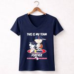 Snoopy And Charlie Brown This is My Team Forever Cleveland Guardians Baseball 5 Womens V Neck.jpg