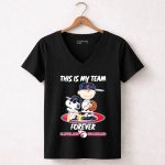Snoopy And Charlie Brown This is My Team Forever Cleveland Guardians Baseball 7 Womens V Neck.jpg