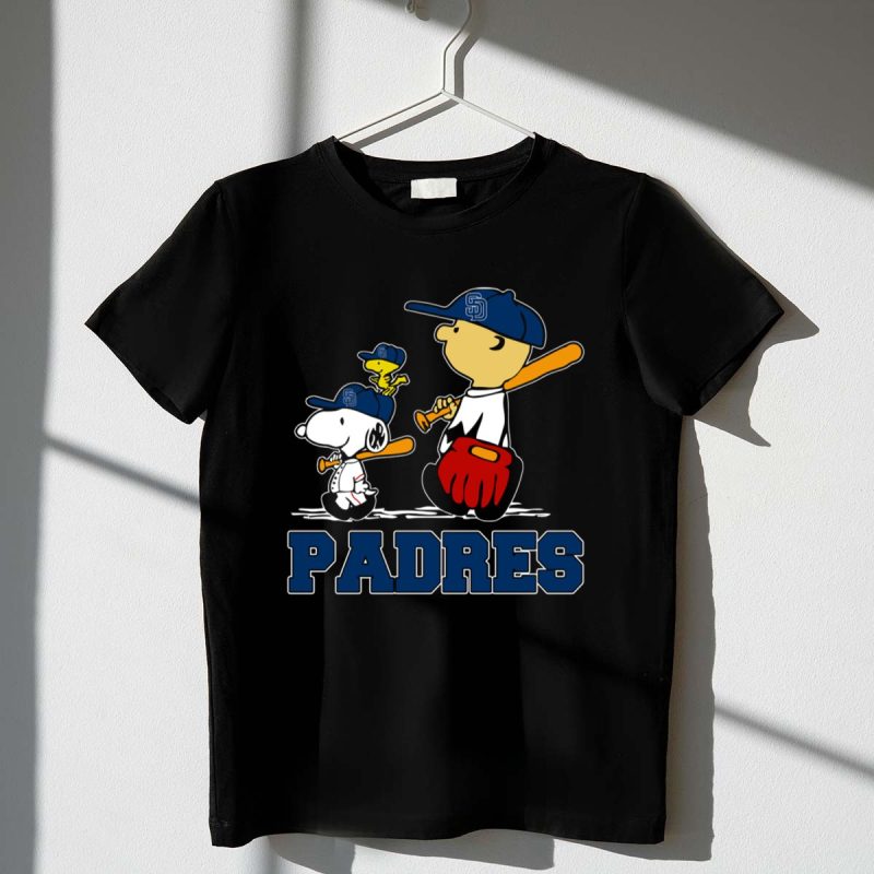 Snoopy And San Diego Padres Baseball Team Fans With Woodstock And Sports Equipment 1 T Shirt.jpg