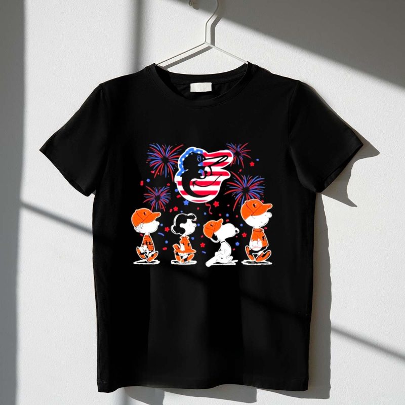 Snoopy And The Peanuts Baltimore Orioles 4Th Of July American Flag 1 T Shirt