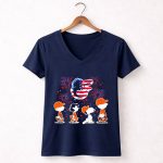 Snoopy And The Peanuts Baltimore Orioles 4th Of July American Flag 5 Womens V Neck