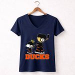 Snoopy And Woodstock Anaheim Ducks Hockey Fans 5 Womens V Neck.jpg