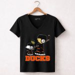 Snoopy And Woodstock Anaheim Ducks Hockey Fans 7 Womens V Neck.jpg