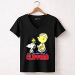 Snoopy And Woodstock Basketball With La Clippers Fans 6 Womens V Neck