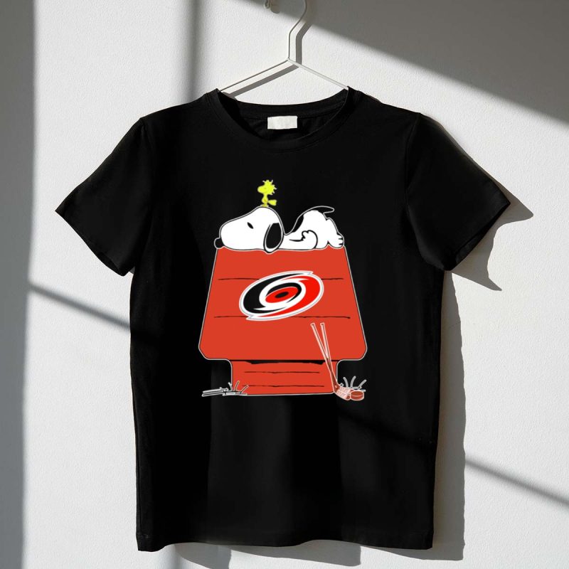 Snoopy And Woodstock Carolina Hurricanes Hockey Doghouse 1 T Shirt.jpg