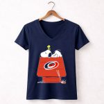 Snoopy And Woodstock Carolina Hurricanes Hockey Doghouse 5 Womens V Neck.jpg