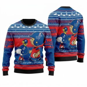 Snoopy And Woodstock Dodgers Christmas Ugly Sweater 1.jpg
