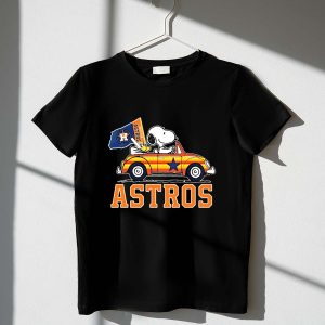 Snoopy And Woodstock Driving Car Houston Astros Flag Shirt
