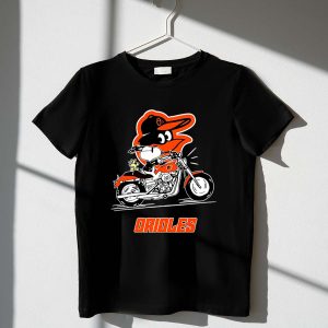 Snoopy And Woodstock Driving Motorbike Baltimore Orioles 1 T Shirt