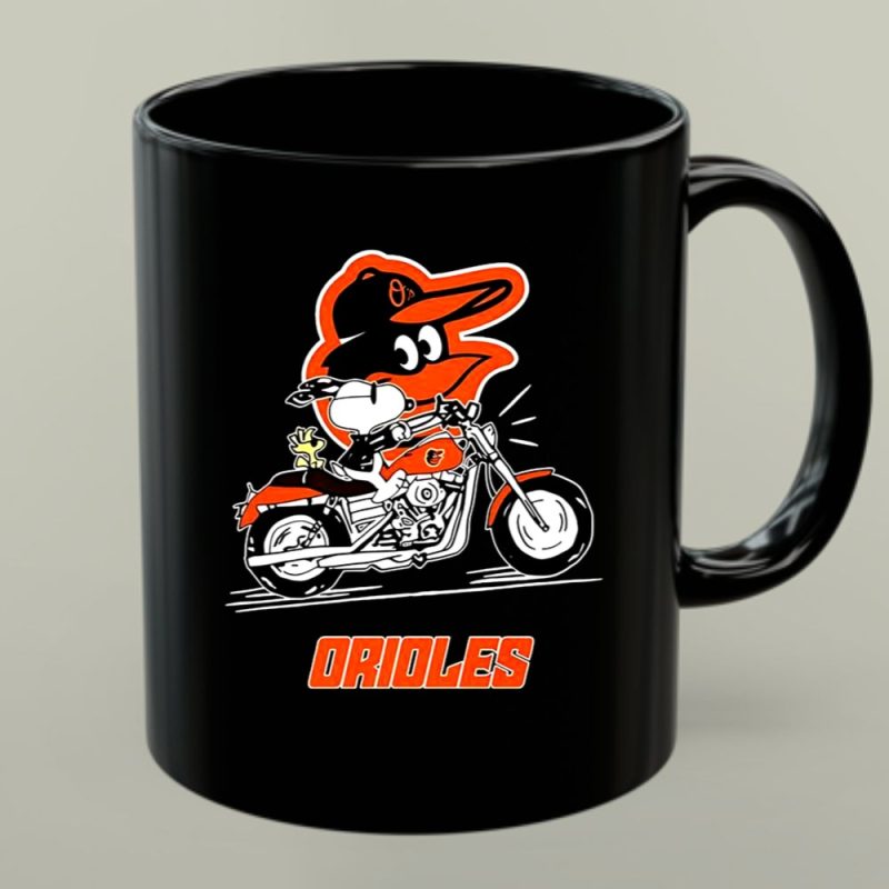Snoopy And Woodstock Driving Motorbike Baltimore Orioles 1 Mug.jpg