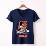 Snoopy And Woodstock Driving Motorbike Baltimore Orioles 5 Womens V Neck