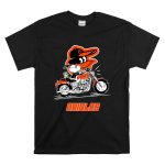 Snoopy And Woodstock Driving Motorbike Baltimore Orioles T Shirt 6