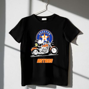Snoopy And Woodstock Driving Motorbike Houston Astros Logo 2025 Shirt