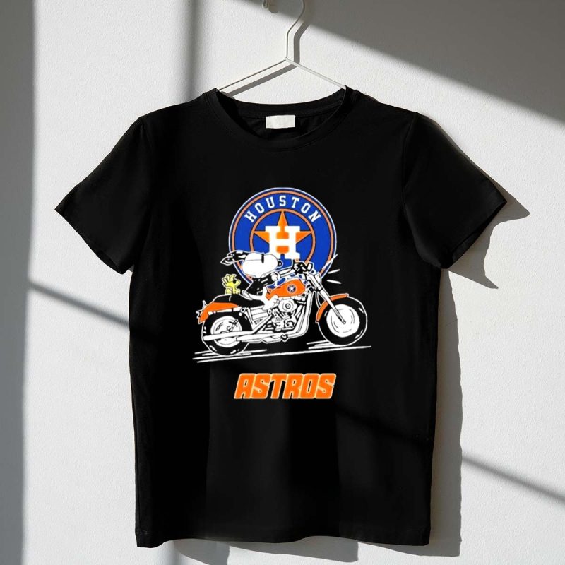 Snoopy And Woodstock Driving Motorbike Houston Astros Logo 2025 1 T Shirt