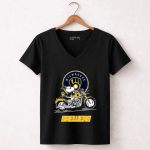 Snoopy And Woodstock Driving Motorbike Milwaukee Brewers 7 Womens V Neck 2.jpg