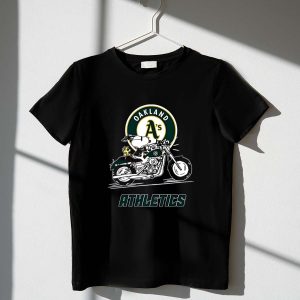 Snoopy And Woodstock Driving Motorbike Oakland Athletics 1 T Shirt.jpg