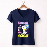 Snoopy And Woodstock Happiness Is A Hug From The Heart Michigan Wolverines 5 Womens V Neck.jpg