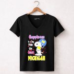 Snoopy And Woodstock Happiness Is A Hug From The Heart Michigan Wolverines 7 Womens V Neck.jpg