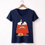 Snoopy And Woodstock Los Angeles Chargers Football Doghouse 5 Womens V Neck
